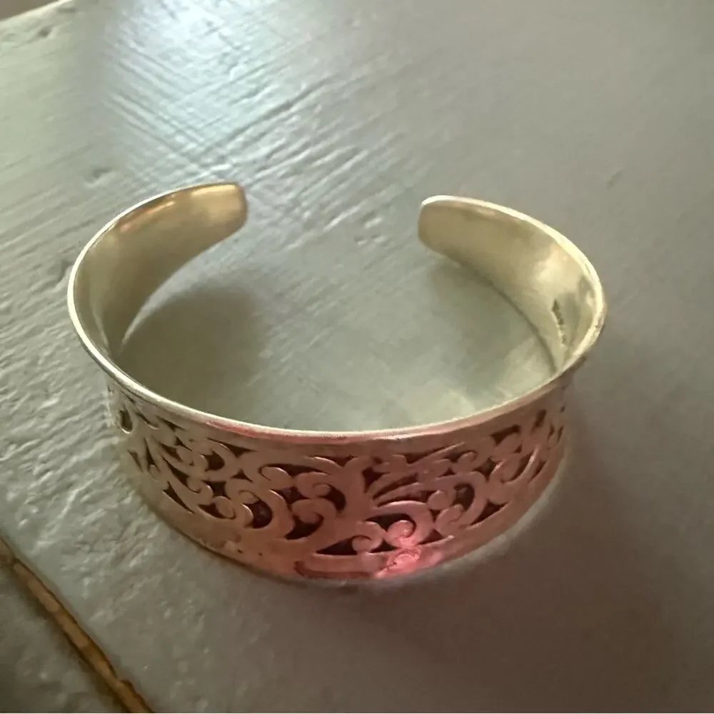 Lois Hill 925 Sterling Silver Scroll Cuff Bracelet